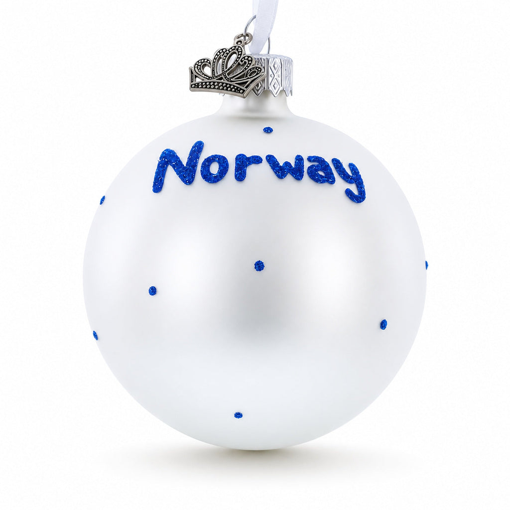 Flag of Norway Glass Ball Christmas Ornament 3.25 Inches