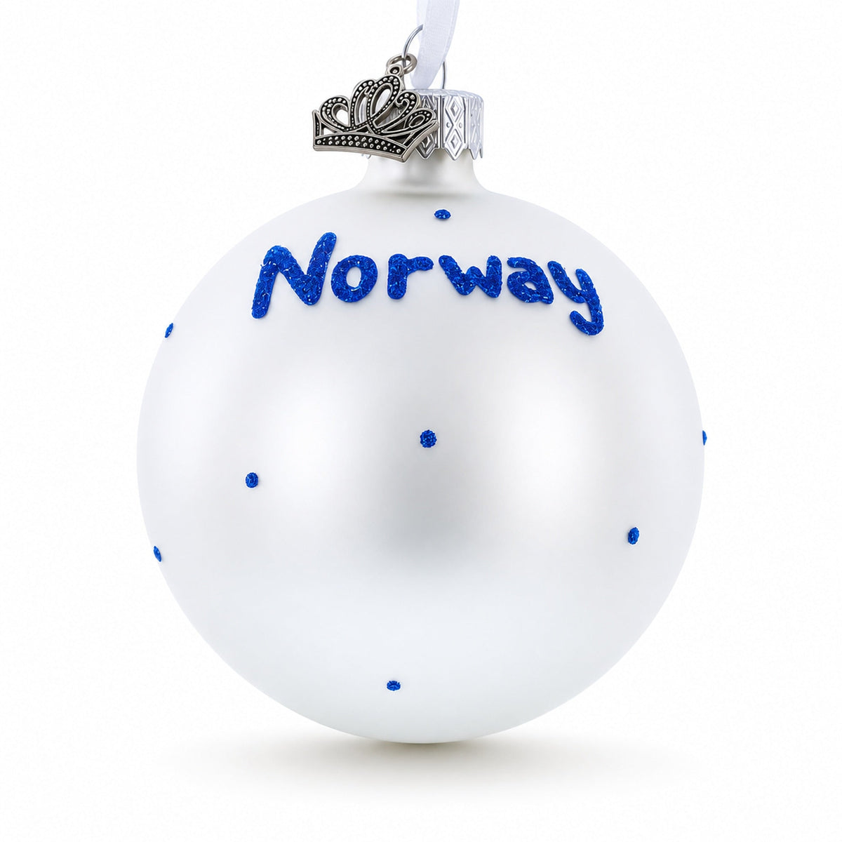 Flag of Norway Glass Ball Christmas Ornament 3.25 Inches