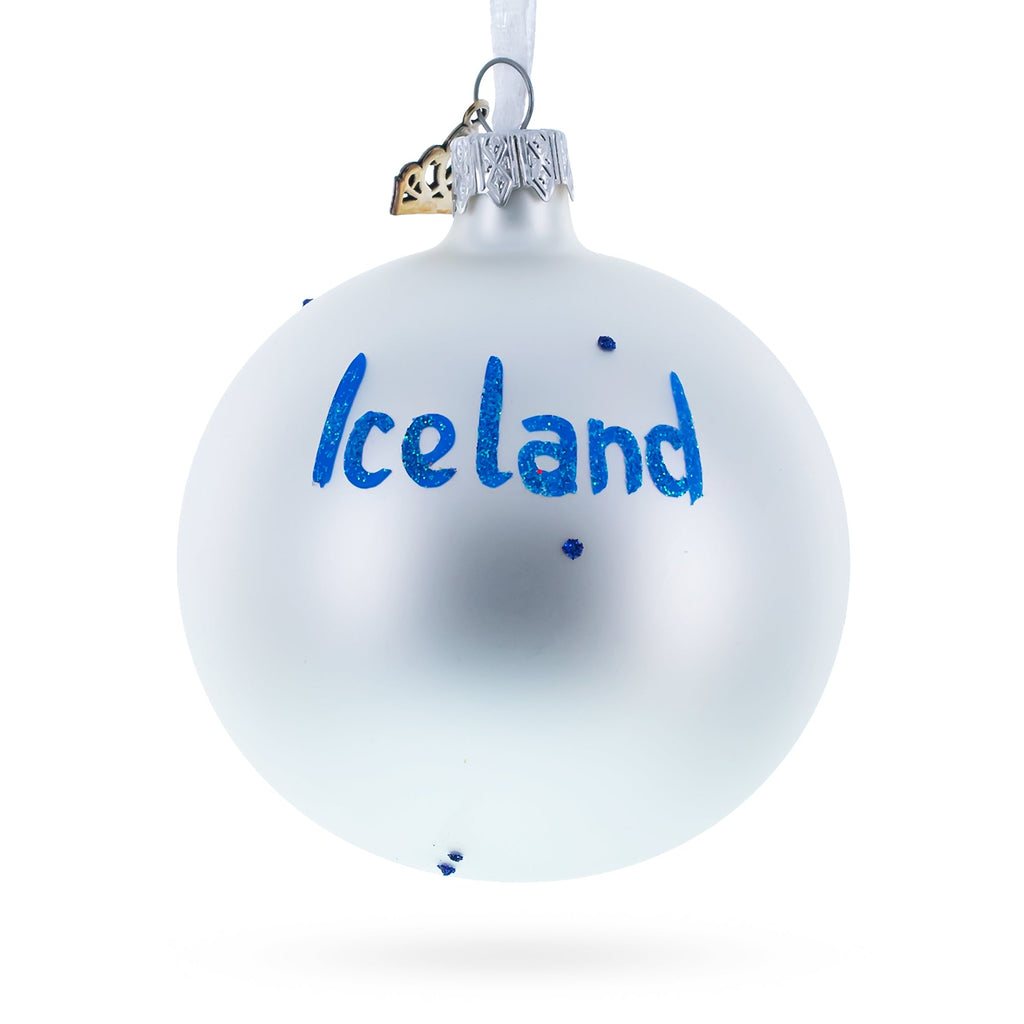 Flag of Iceland Glass Ball Christmas Ornament 3.25 Inches
