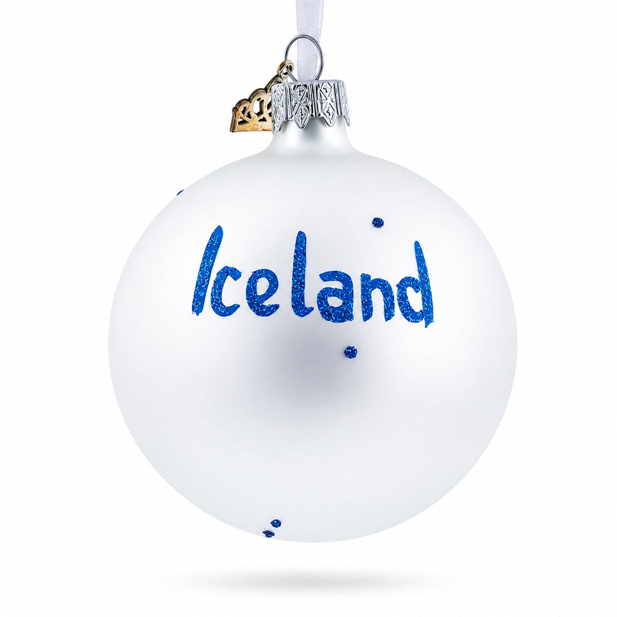 Flag of Iceland Glass Ball Christmas Ornament 3.25 Inches