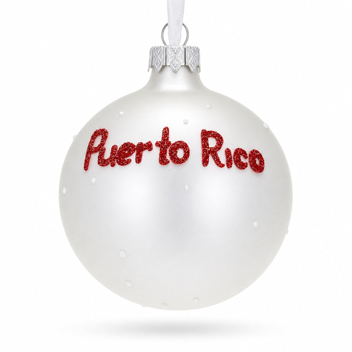Flag of Puerto Rico Glass Ball Christmas Ornament 3.25 Inches