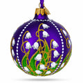 Lilies of the Valley on Purple Royal Glass Ball Christmas Ornament 3.25 Inches