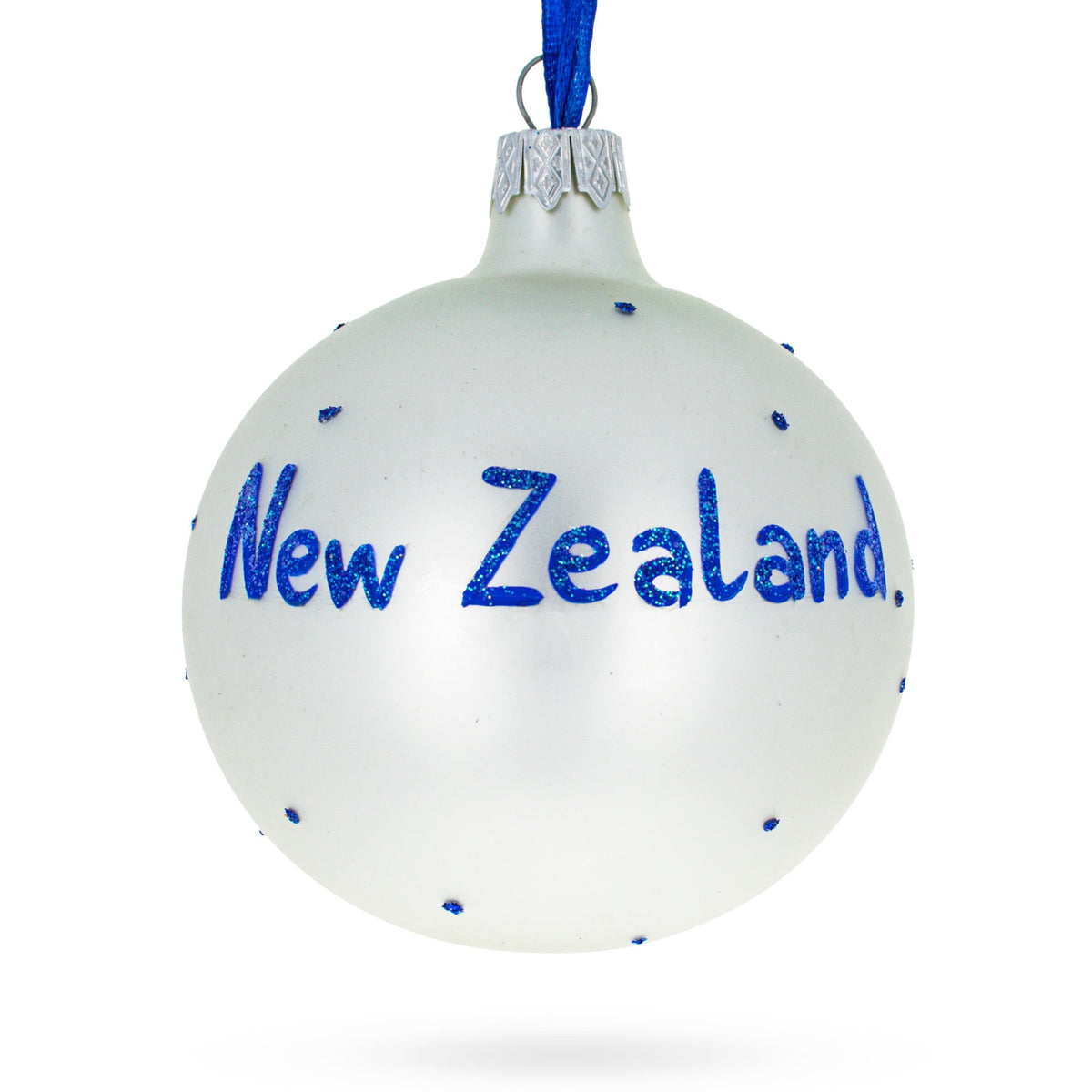 Flag of New Zealand Glass Ball Christmas Ornament 3.25 Inches