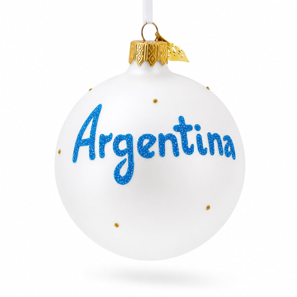 Flag of Argentina Glass Ball Christmas Ornament 3.25 Inches