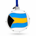 Flag of Bahamas Glass Ball Christmas Ornament 3.25 Inches