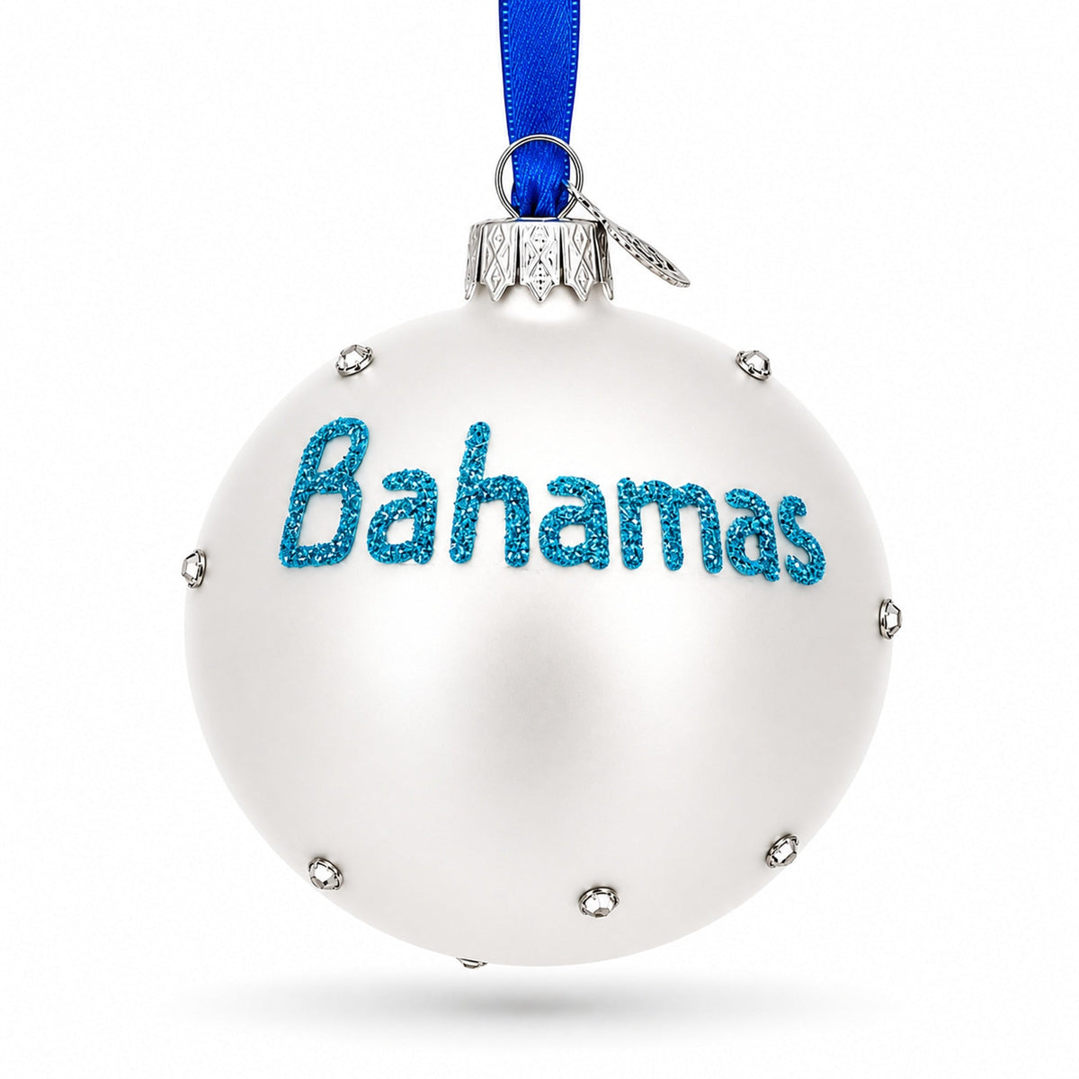 Flag of Bahamas Glass Ball Christmas Ornament 3.25 Inches