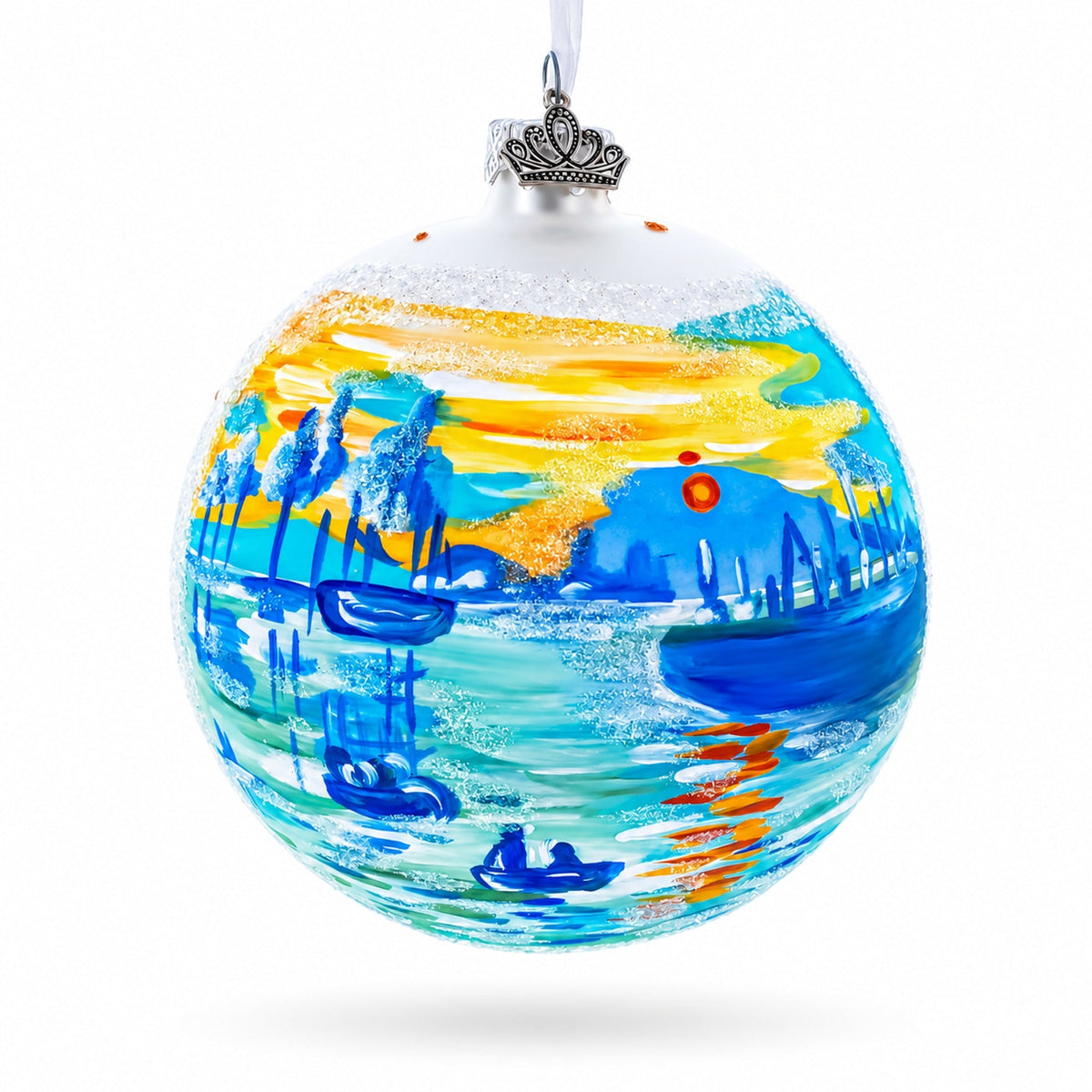 1874 'Impression Sunrise' by Claude Monet Glass Ball Christmas Ornament 4 Inches