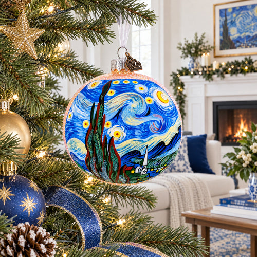 1880 'The Starry Night' by Vincent van Gogh Glass Ball Christmas Ornament 4 Inches