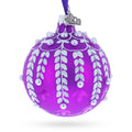 White Vines Entwined on a Lavender Dreamscape Glass Ball Christmas Ornament 3.25 Inches