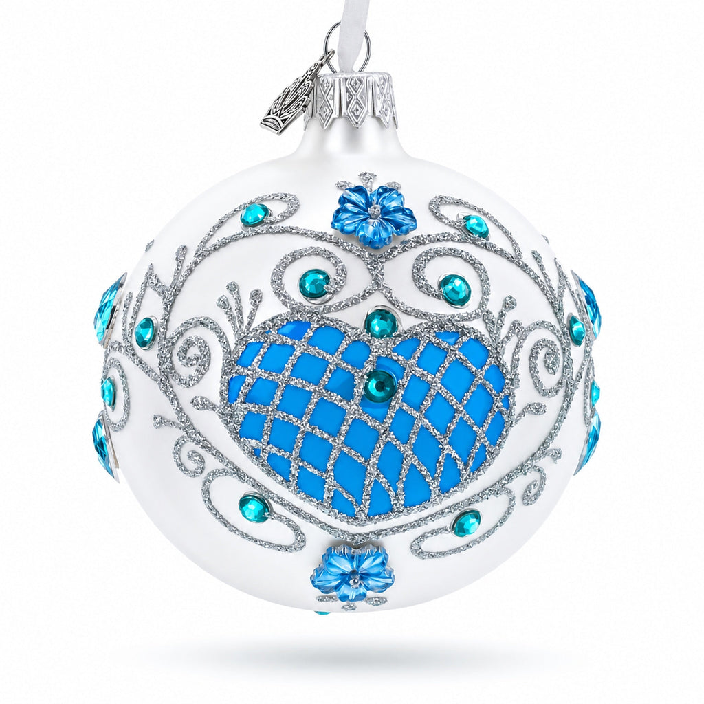 Turquoise Glass Ball Christmas Ornament 3.25 Inches