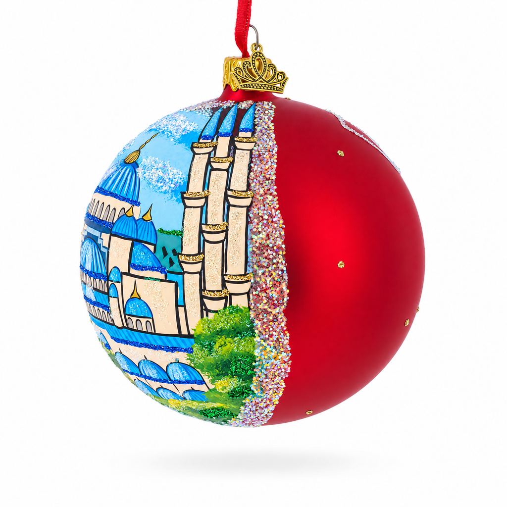 The Blue Mosque, Istanbul, Turkey Glass Ball Christmas Ornament 4 Inches