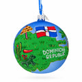 Dominican Republic Glass Ball Christmas Ornament 4 Inches