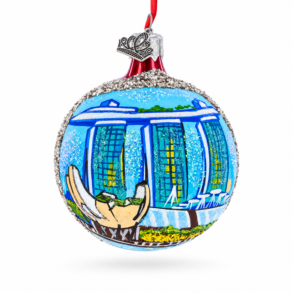 Art Science Museum, Marina Bay, Singapore Glass Ball Christmas Ornament 3.25 Inches