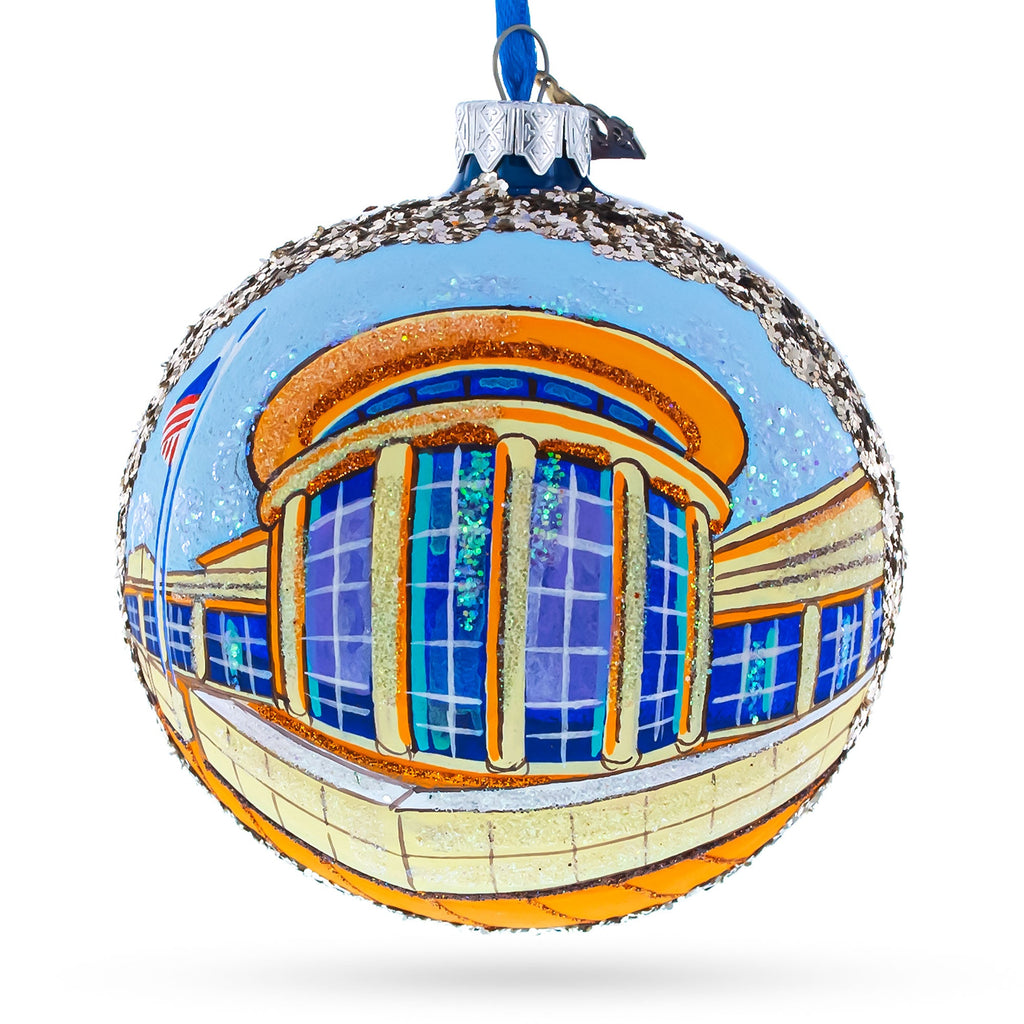 Abraham Lincoln Presidential Library and Museum, Springfield, Illinois Glass Ball Christmas Ornament 4 Inches
