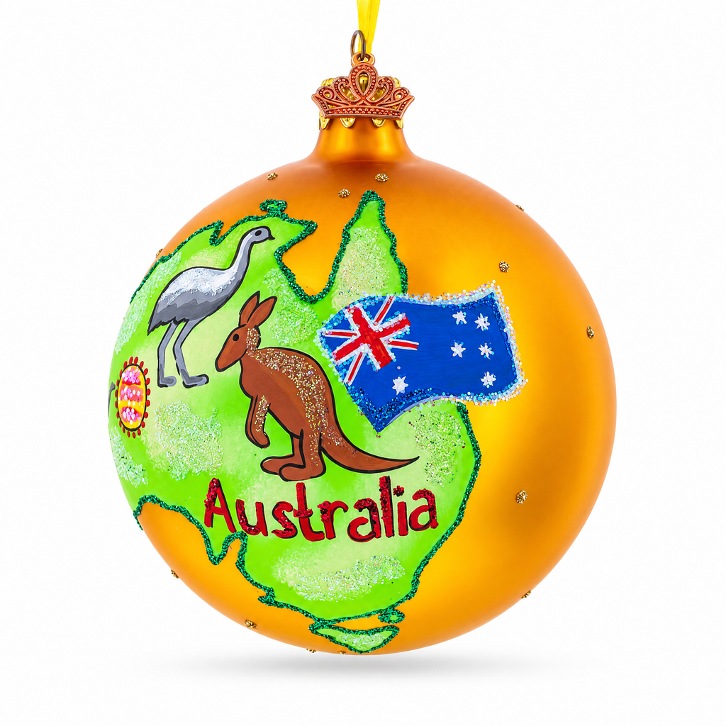 Travel to Australia Glass Ball Christmas Ornament 4 Inches