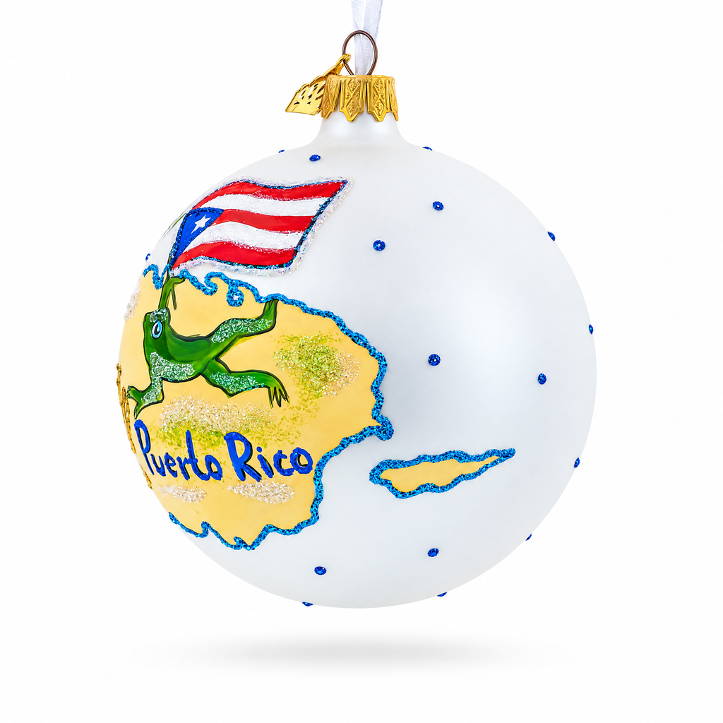 Travel to Puerto Rico Glass Ball Christmas Ornament 4 Inches
