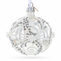 Snow Swirls on White Glass Ball Christmas Ornament 3.25 Inches