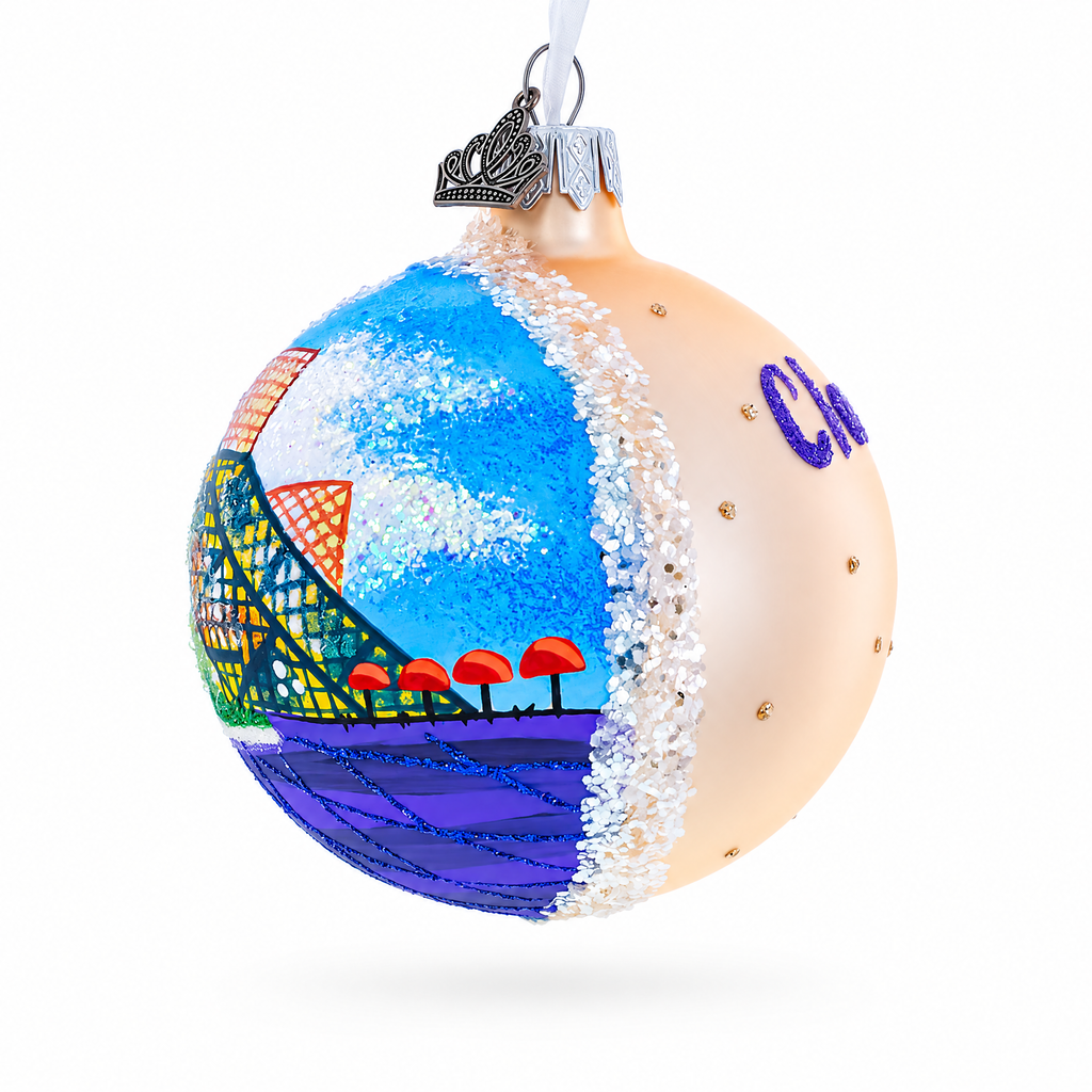 Rock & Roll Hall of Fame, Cleveland, Ohio Glass Ball Christmas Ornament 3.25 Inches