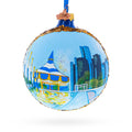 Detroit Riverfront, Detroit, Michigan Glass Ball Christmas Ornament 4 Inches