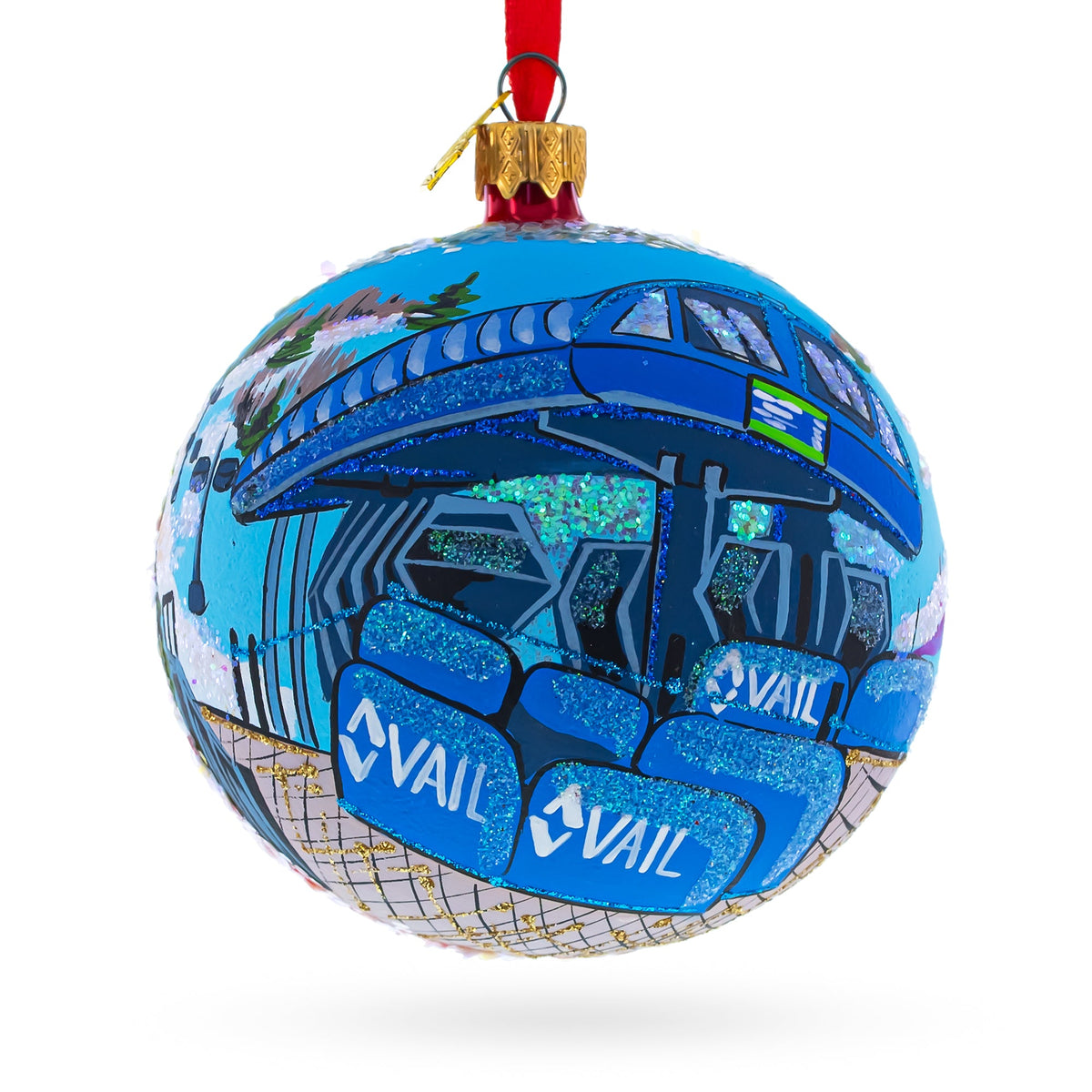 Colorado Ski Resort Glass Ball Christmas Ornament 4 Inches