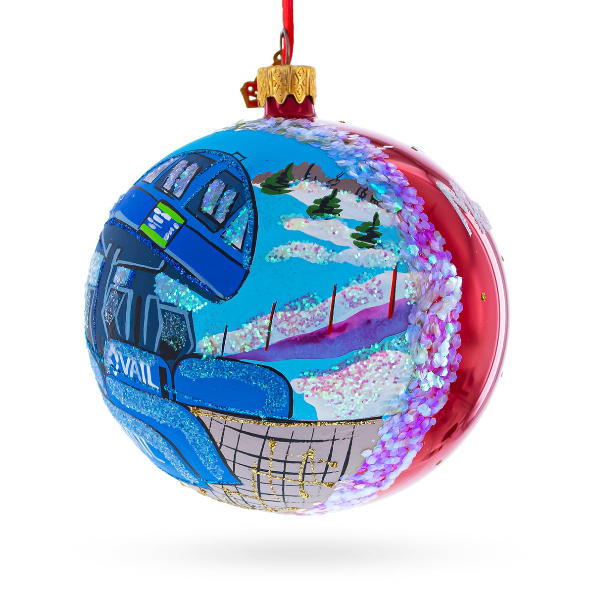 Colorado Ski Resort Glass Ball Christmas Ornament 4 Inches