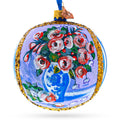 Vase of Roses Painting Glass Ball Christmas Ornament 4 Inches