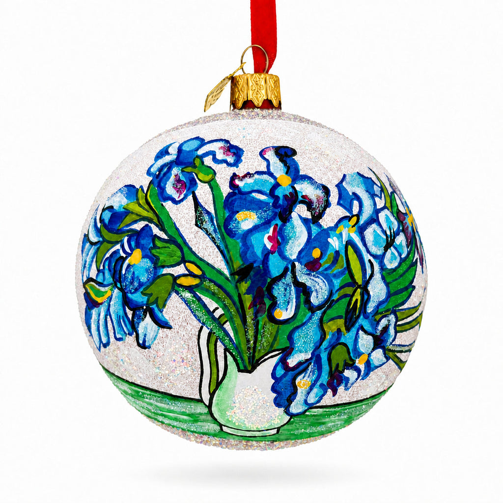 Vincent van Gogh "Irises" Glass Ball Christmas Ornament 4 Inches