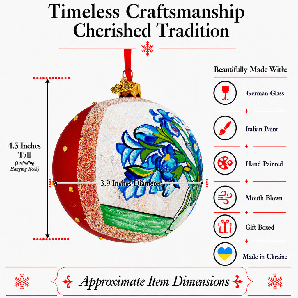 Vincent van Gogh "Irises" Glass Ball Christmas Ornament 4 Inches