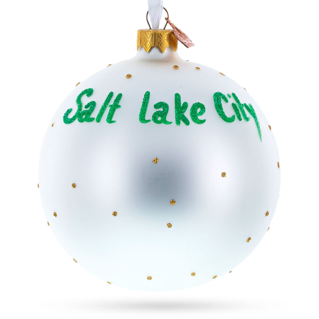 Temple Square, Salt Lake City, Utah Glass Ball Christmas Ornament 4 Inches