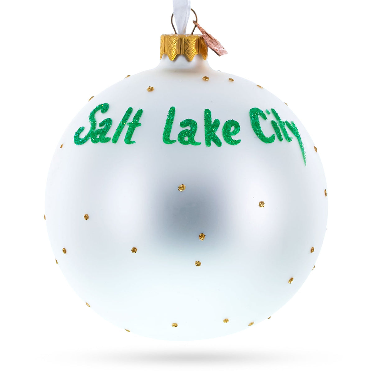Temple Square, Salt Lake City, Utah Glass Ball Christmas Ornament 4 Inches
