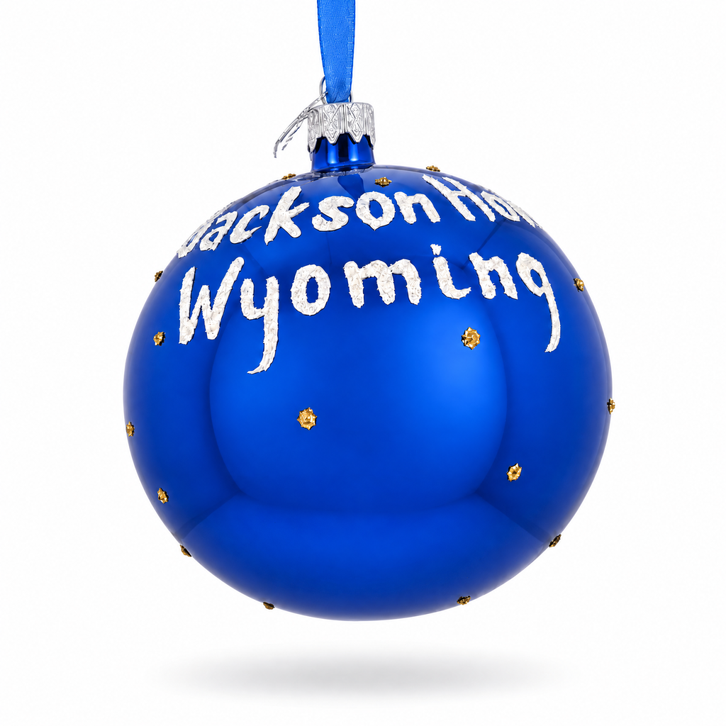Jackson Hole Ski Resort, Wyoming Glass Ball Christmas Ornament 4 Inches