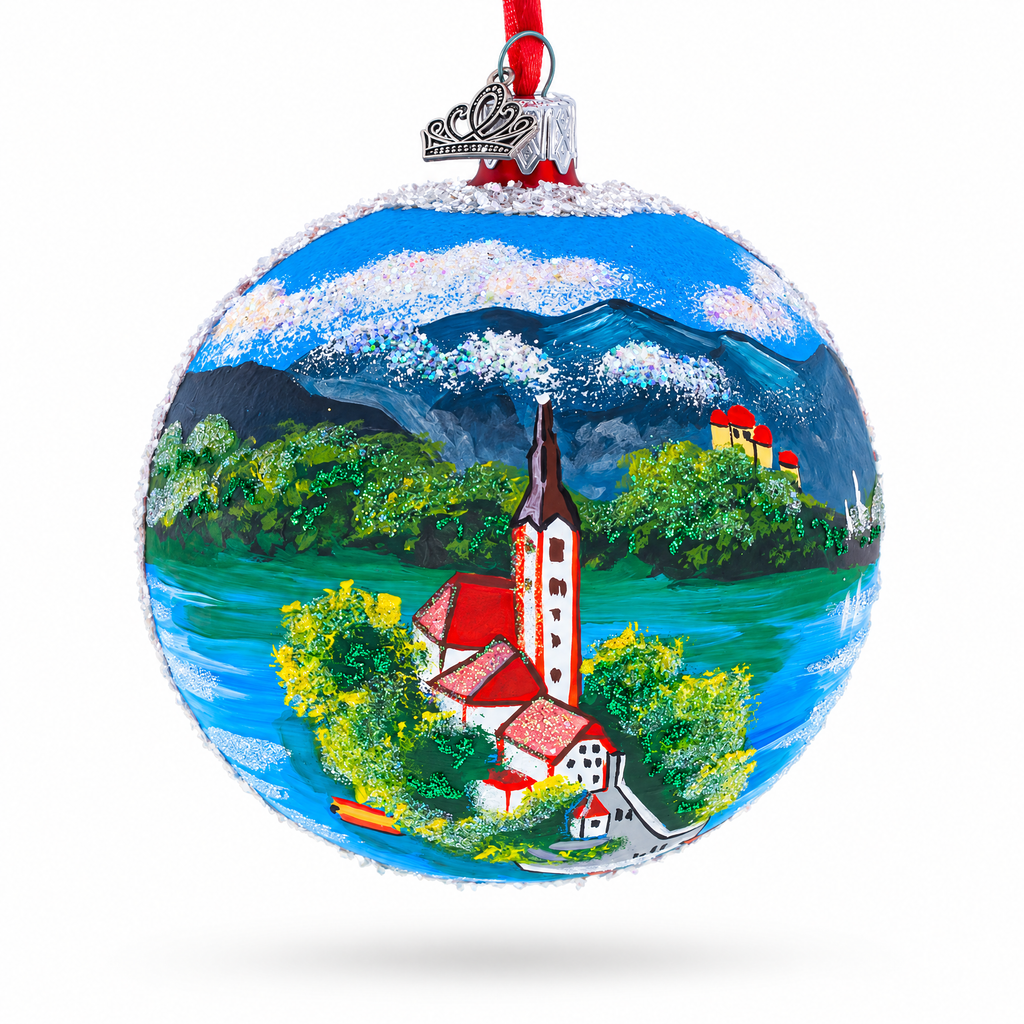 Lake Bled, Slovenia Glass Ball Christmas Ornament 4 Inches