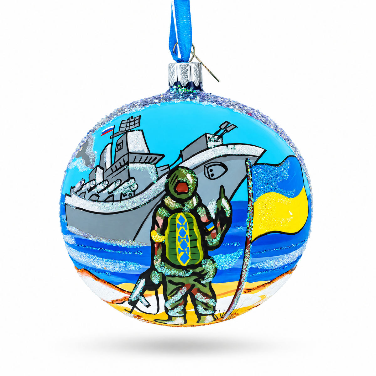 Ukrainian Heroes Glass Ball Christmas Ornament 4 Inches