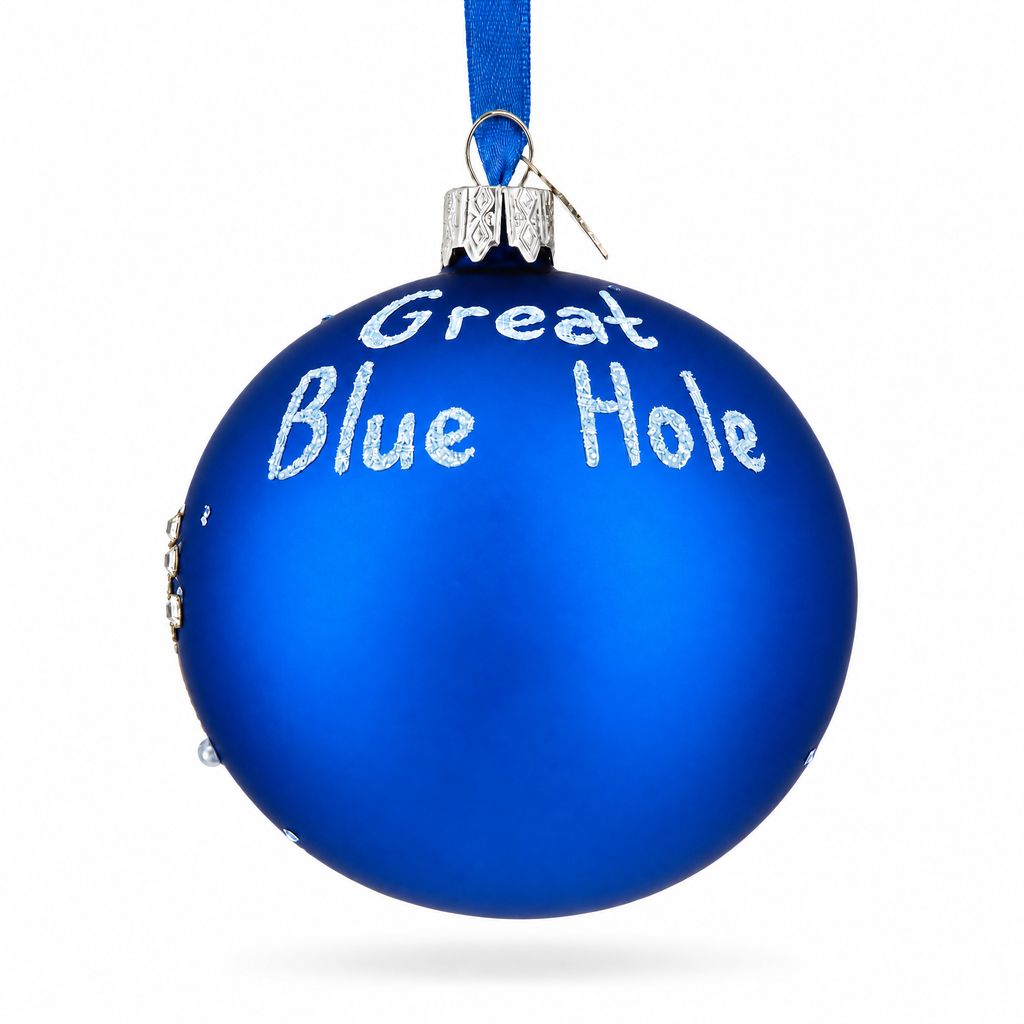 The Great Blue Hole, Belize Glass Ball Christmas Ornament 3.25 Inches