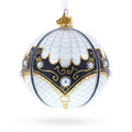 Mother Of Pearl on White Glass Ball Christmas Ornament 4 Inches