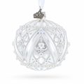 Dimensional Pearl Drops on White Ball Glass Christmas Ornament 3.25 Inches