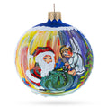 Santa’s Blessing with Angel Glass Ball Ornament 3.25 Inches