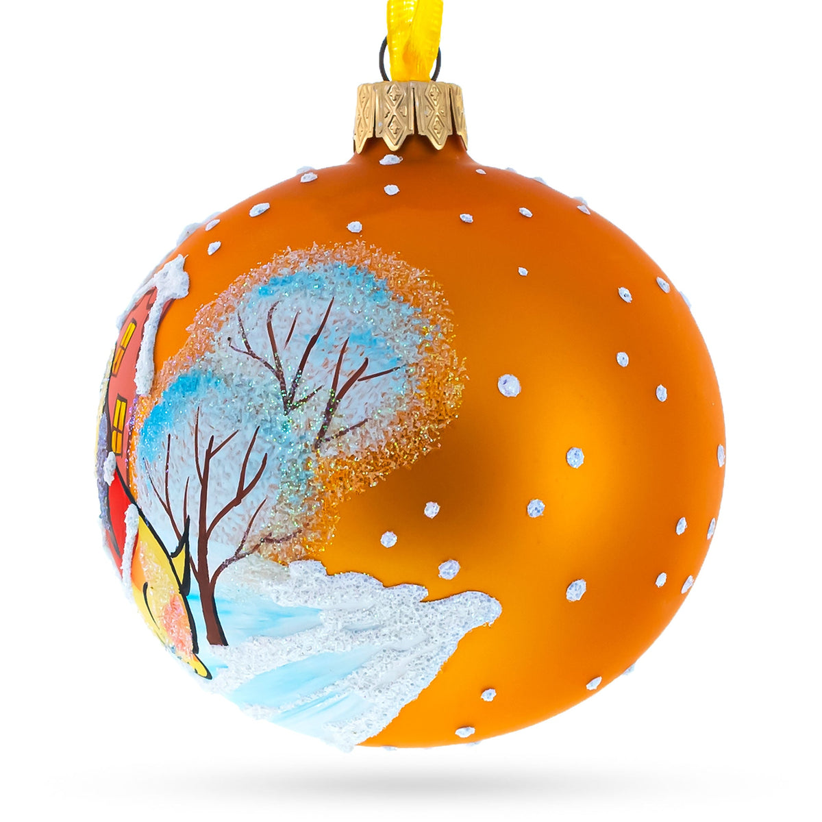 Festive Dogs' Holiday Celebration Glass Ball Christmas Ornament 3.25 Inches