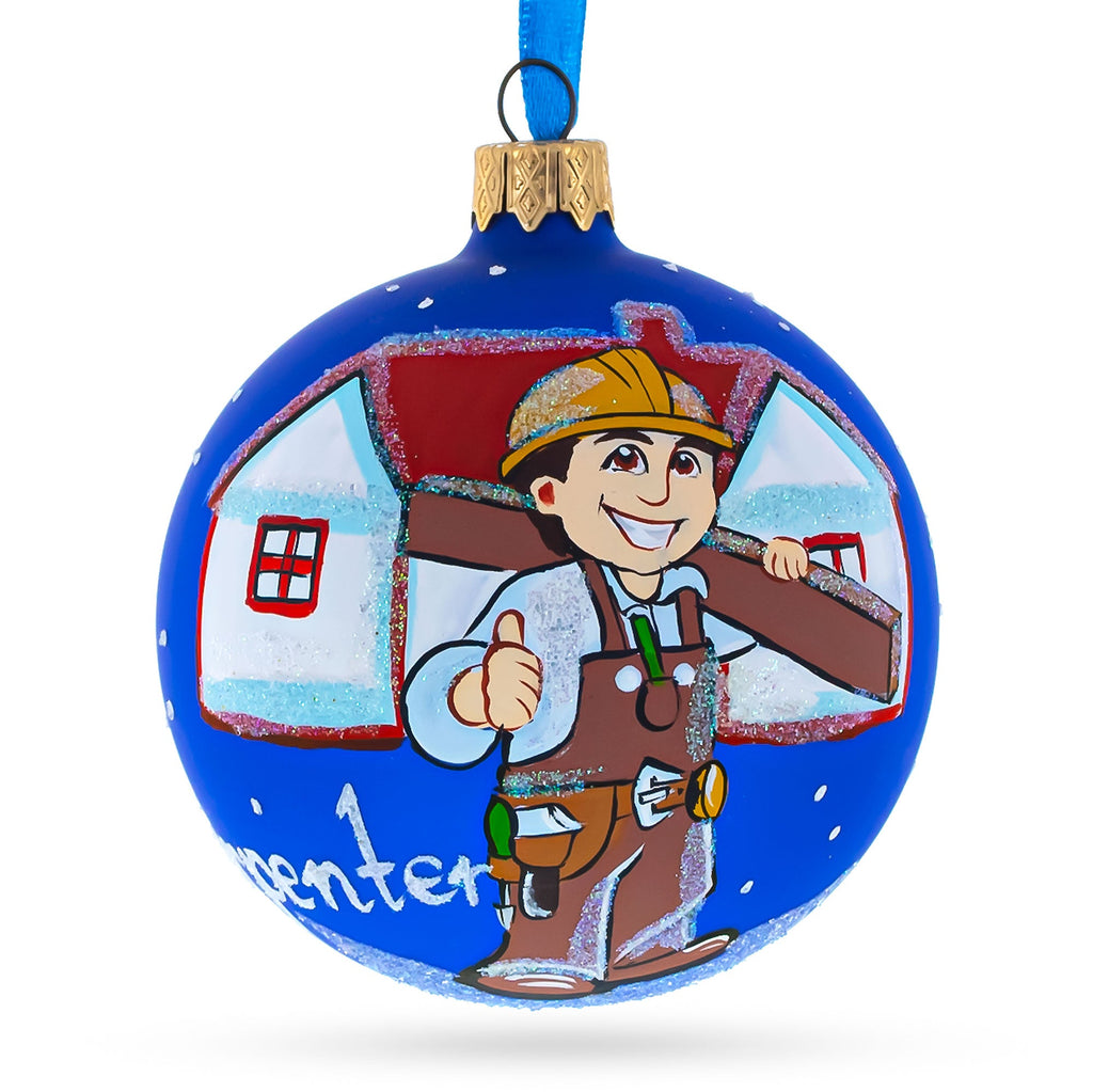 Carpenter Glass Ball Christmas Ornament 3.25 Inches