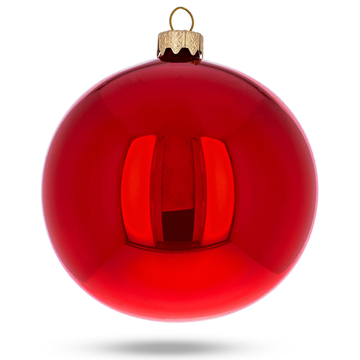Set of 6 Red Glossy Glass Ball Christmas Ornaments 3.25 Inches (039)