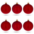 Set of 6 Matte Red Glass Ball Christmas Ornaments 3.25 Inches (046)