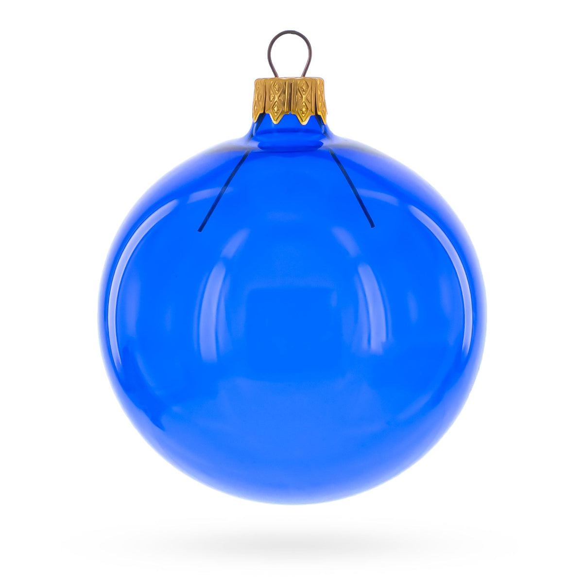 Set of 6 Translucent Glossy Blue Glass Ball Christmas Ornaments (047)
