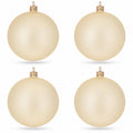 Set of 4 Beige Glass Ball Christmas Ornaments 4 Inches (005)