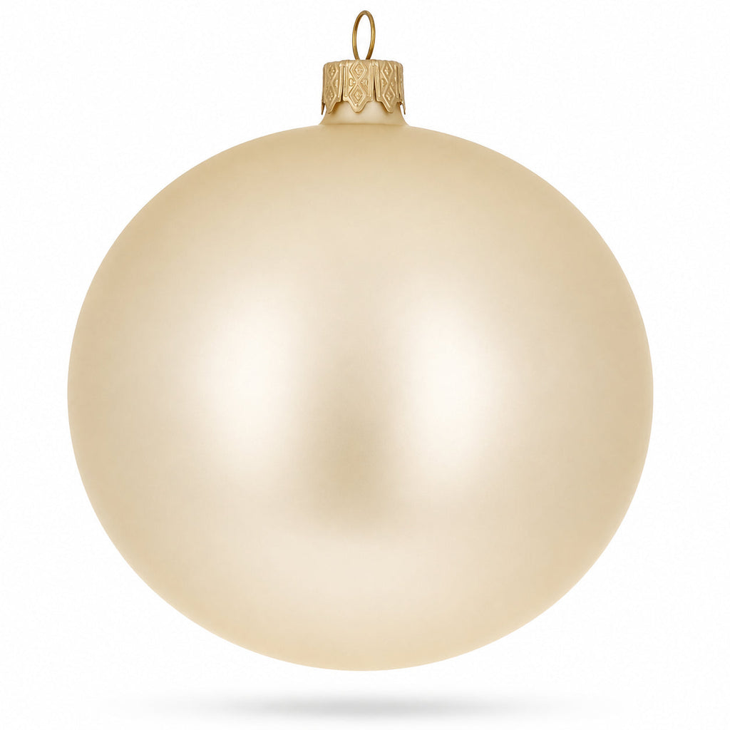 Set of 4 Beige Glass Ball Christmas Ornaments 4 Inches (005)