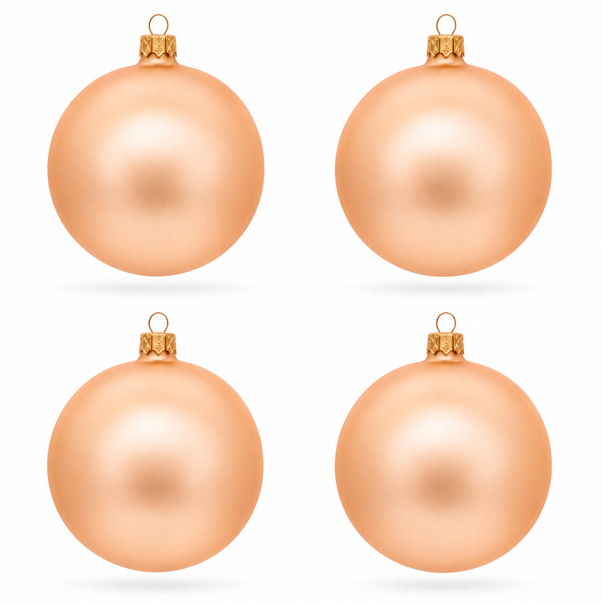 Set of 4 Rose Gold Glass Ball Ornaments 4 Inches
