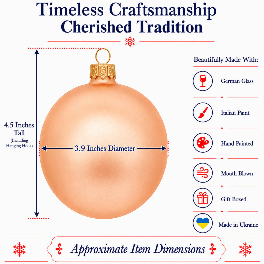 Set of 4 Rose Gold Glass Ball Ornaments 4 Inches (006)