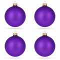 Set of 4 Matte Purple Glass Ball Christmas Ornaments 4 Inches (012)
