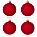 Set of 4 Red Matte Glass Ball Christmas Ornaments 4 Inches (013)