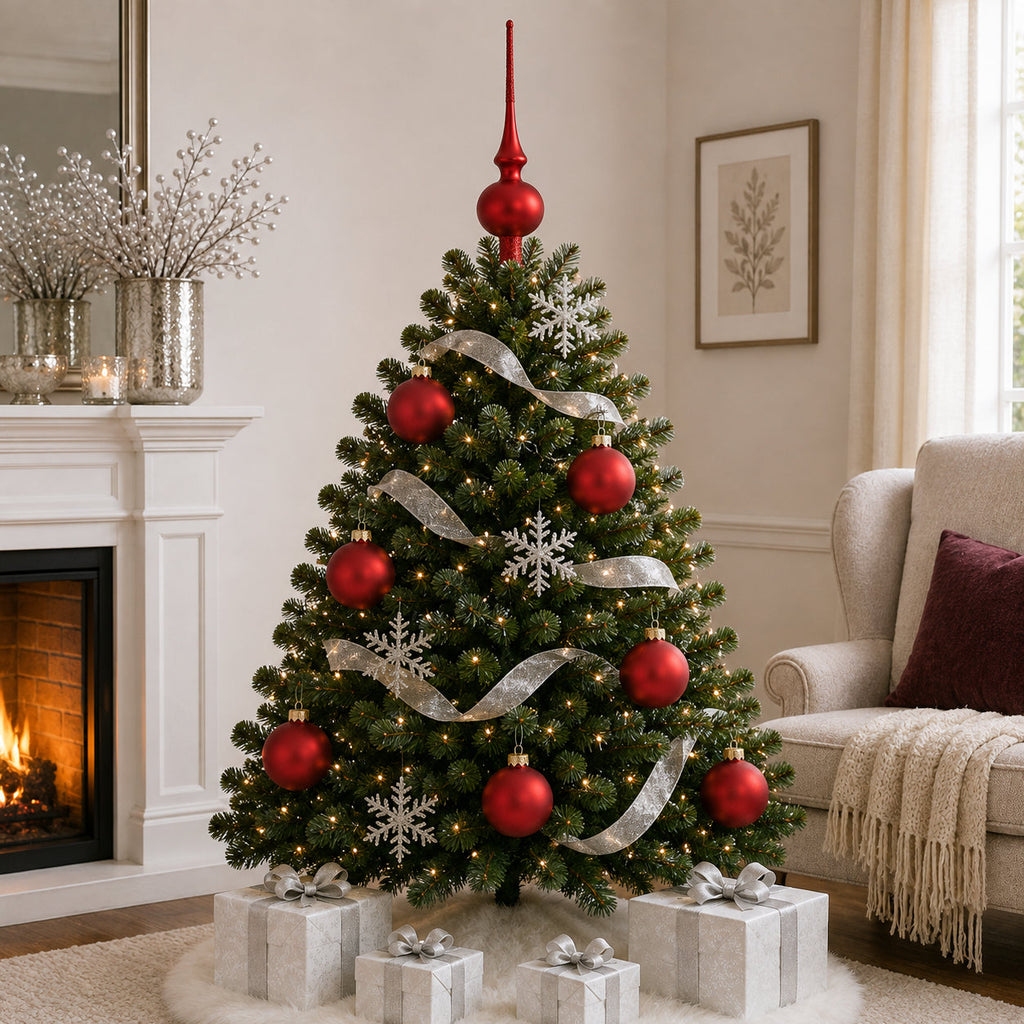 Set of 4 Red Matte Glass Ball Christmas Ornaments 4 Inches (013)