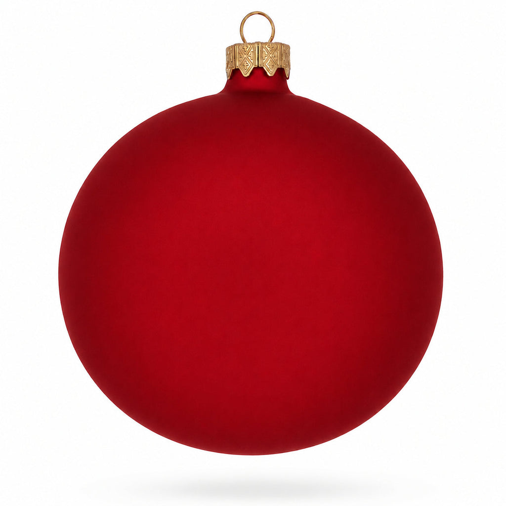 Set of 4 Red Matte Glass Ball Christmas Ornaments 4 Inches (013)